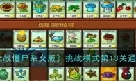 《植物大战僵尸杂交版》挑战模式第13关通关攻略